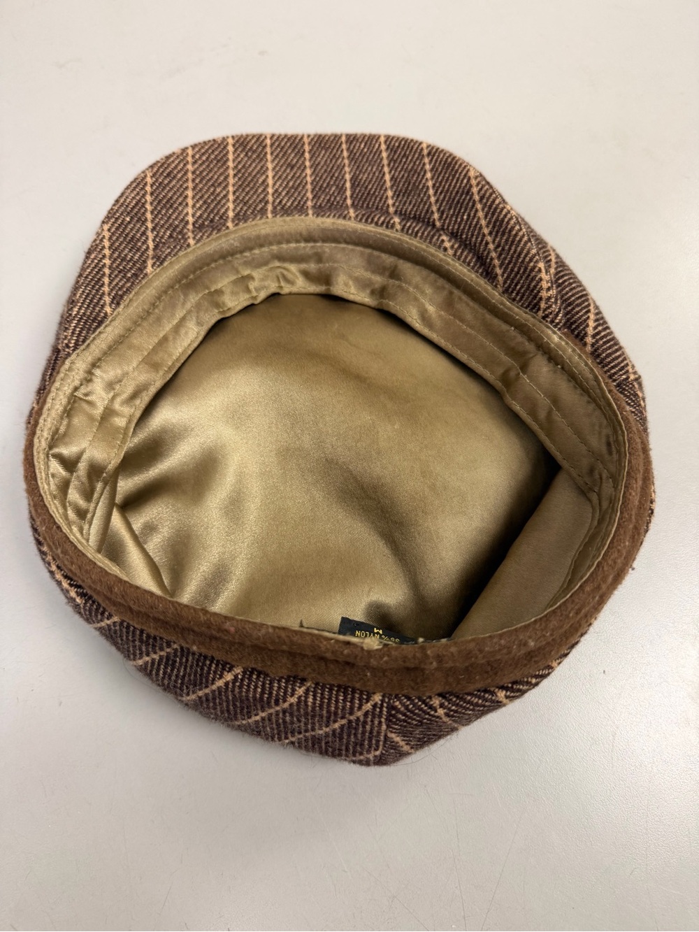 Vintage Scala Brown Pinstriped Newsboy Flat Cap Size Medium - Picture 4 of 9